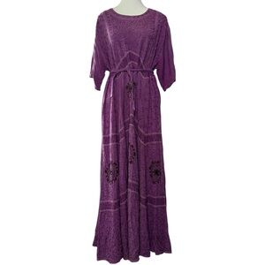 ▪️|VTG| ENCOUNTER NY Embroidered Short Sleeve Tie Waist Boho Maxi Dress
